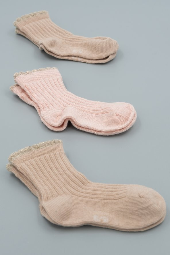 Hitra Tekstil 3lü Dikişsiz Organik Bebek/Çocuk Çorap