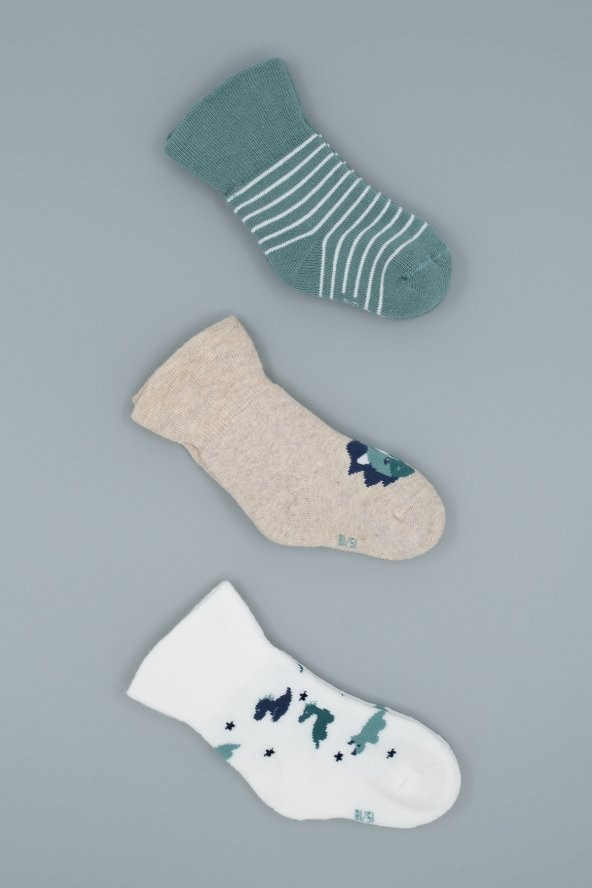 Hitra Tekstil 3'lü Dikişsiz Kışlık Bebek/Çocuk Çorap