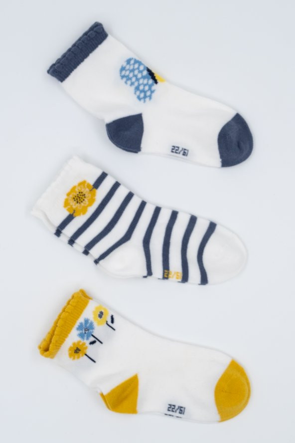 Hitra Tekstil 3'lü Dikişsiz Organik Bebek/Çocuk Çorap