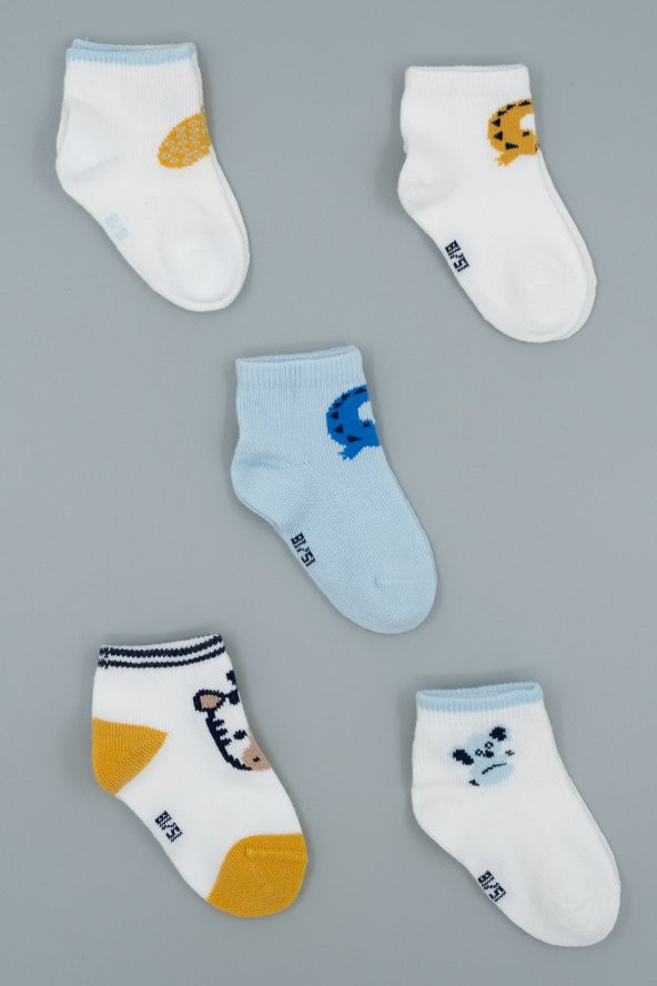 Hitra Tekstil 5li Dikişsiz Organik Bebek/Çocuk Çorap