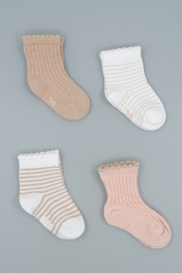Hitra Tekstil 4lü Dikişsiz Organik Bebek/Çocuk Çorap