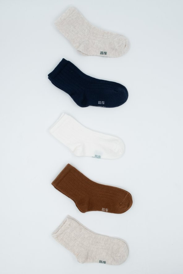 Hitra Tekstil 5li Dikişsiz Organik Bebek/Çocuk Çorap