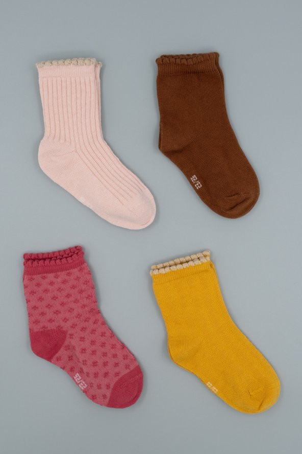 Hitra Tekstil 4lü Dikişsiz Organik Bebek/Çocuk Çorap