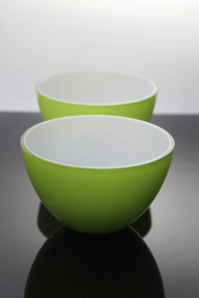 Paşabahçe El İmalatı Kristal Yeşil Beyaz Renkli 6 Lı Cam Kase 460011 ürün görseli 1