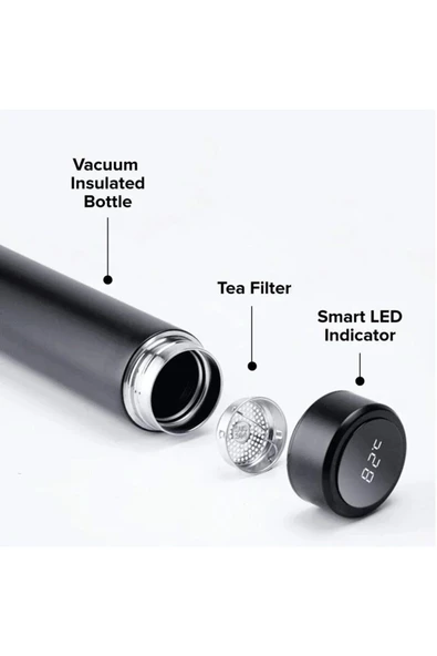 Dereceli Göstergeli 5-10 Saat Sıcak Soğuk Tutma Özelliğine Sahip Fitreli Süzgeçli 500 ML Termos Mug - 9