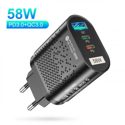 Coofbe Şarj Akım Korumalı 3 Başlıklı 58W USB Type-c Şarj Başlığı İphone 15 15 Pro Max Şarj Aleti