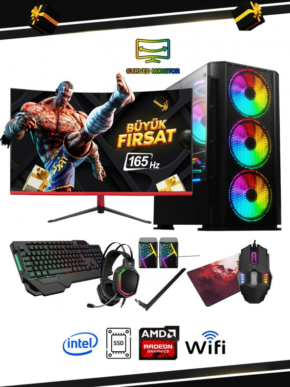RAMTECH DG-İ5-6500 PLUS İ5 6500 16GB RAM 960GB SSD RX550 4GB 23.6 CURVED  MONİTÖR OYUNCU PC