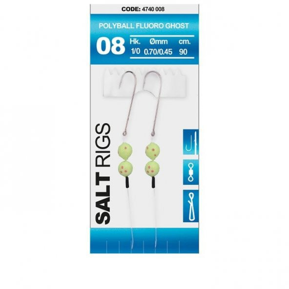 Polyball Fluoro Ghost 2 İğneli Kalkan Avı Yemli Olta Takımı - 5