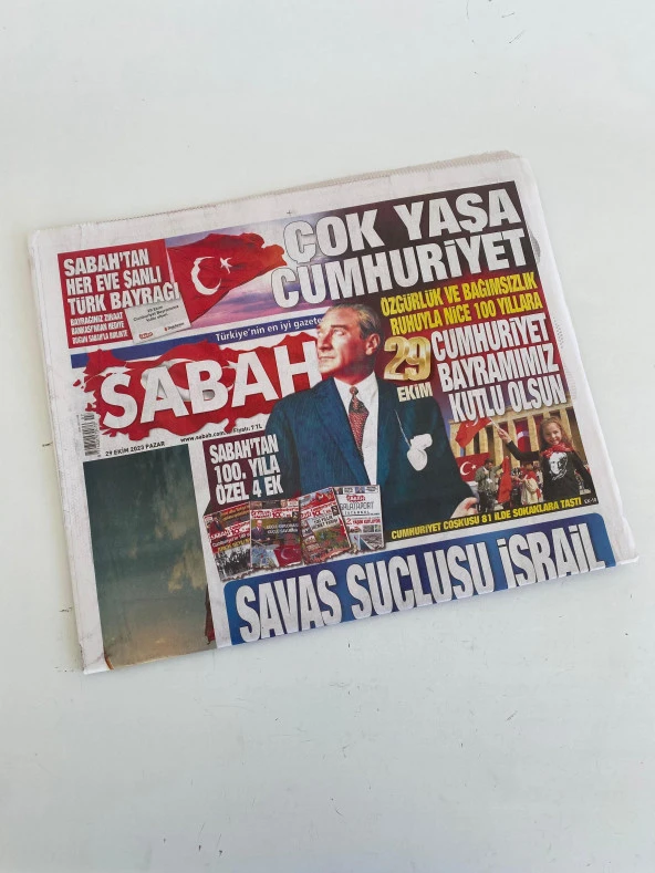 29 Ekim 2023 Sabah Gazetesi - Cumhuriyetin İlanı 100. Yıl Gazetesi - Resim 2