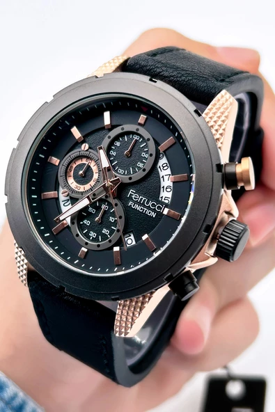 Ferrucci Function FCF.23010 Deri Kordon Erkek Kol Saati - Resim 2