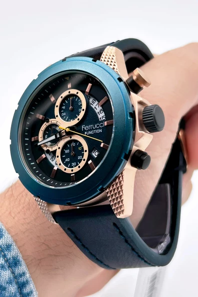 Ferrucci Function FCF.23010.04 Deri Kordon Erkek Kol Saati - Resim 4