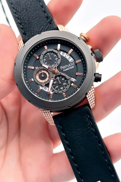 Ferrucci Function FCF.23010 Deri Kordon Erkek Kol Saati - Resim 5