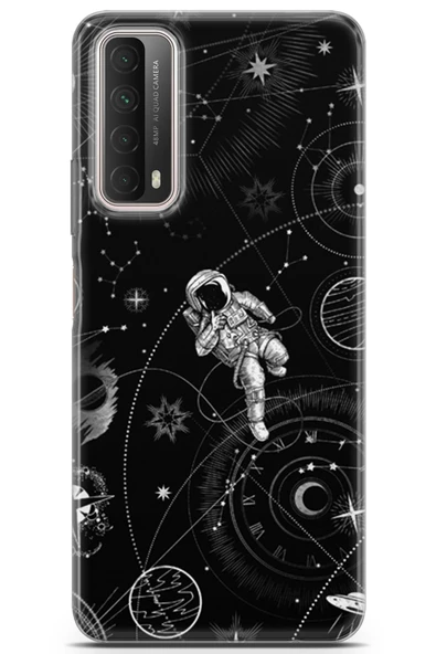 Huawei P Smart 2021 Uyumlu Kılıf Opus 13 Astronaut on The Moon  Case Kapak Spring