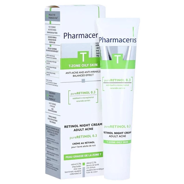 Pharmaceris Pure Retinol 0,3 Kırışıklık ve Akne Karşıtı Yağlı Ciltler İçin Gece Kremi 40 ml