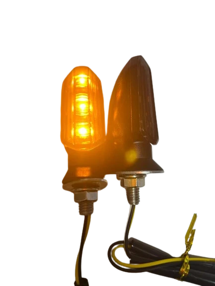 Carub Motosiklet Sinyal Lamba Üniversal 12V Füme Cam Sarı Led 2'Li - 1