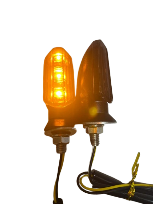 Carub Motosiklet Sinyal Lamba Üniversal 12V Füme Cam Sarı Led 2Li