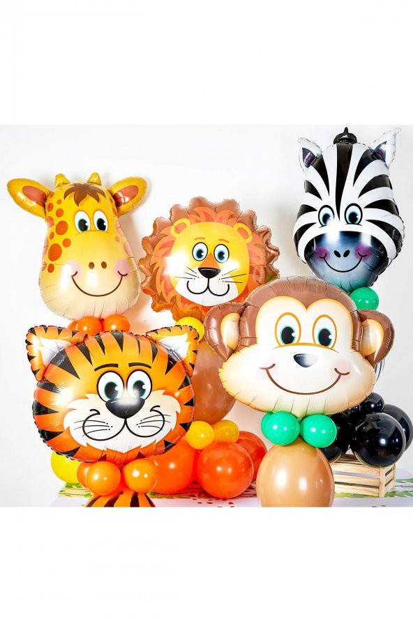 Safari Konsept Doğum Günü Hayvan Balonları 6 lı Set 14" Folyo Balon - 4