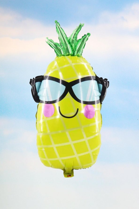 Gözlüklü Ananas Şekilli Büyük Folyo Balon Doğum Günü Süsleri
