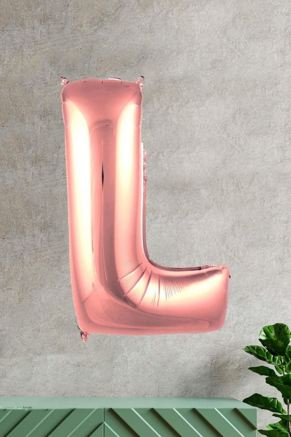 L Harfi Rose Gold Folyo Balon 100 cm 40 inç 1 Metre Baş Harf Balon