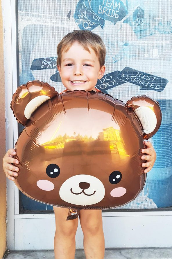 Tatlı Ayı Kafa Balon Teddy Bear Folyo Balon Doğum Günü Balonu - 3