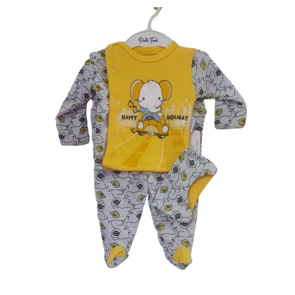 BABYCAN FİL BASKILI UNISEX BEBEK ZIBIN TAKIMI