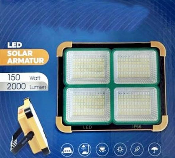 Taşınabilir Solarlı Çalışma Ve Kamp Işığı, Powerbanklı Güneş Enerjili Işıldak,Fener-150W 2000 Lümen 264 Ledli-KÇ - 3