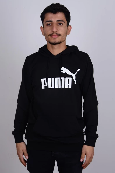 Puma 586688-01 Siyah Puma Baskılı Kapüşonlu Erkek Sweat