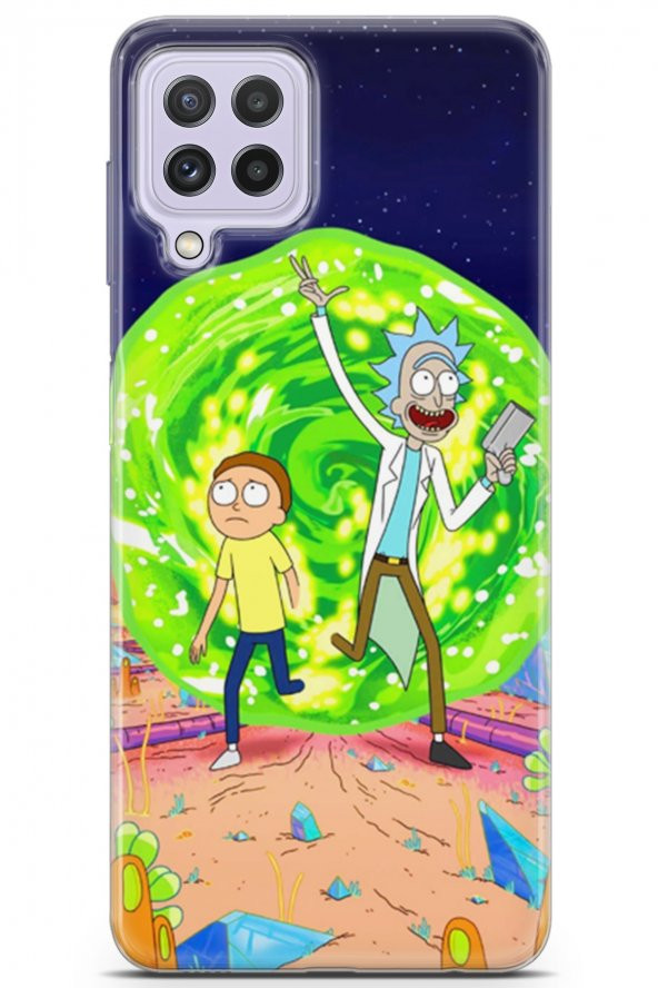 Samsung Galaxy M32 Uyumlu Kılıf Opus 18 Rick and Morty Portal Parlak Kılıf Space