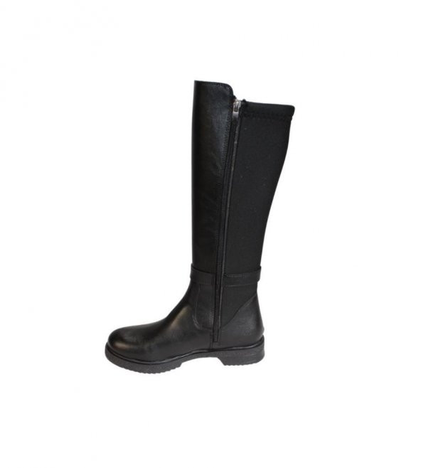 YAZKIŞ Kadın Siyah Tokalı Arkası Sreç 3cm Topuklu Düz Çizme Diz Boyu 35cm - 3