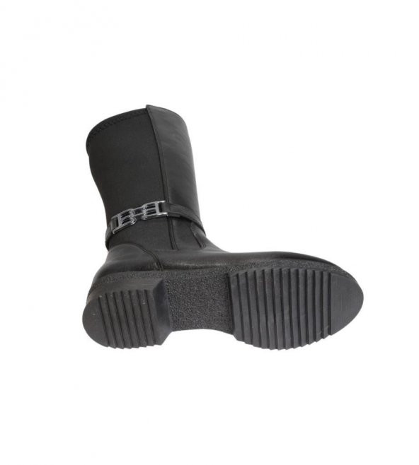 YAZKIŞ Kadın Siyah Tokalı Arkası Sreç 3cm Topuklu Düz Çizme Diz Boyu 35cm - 4