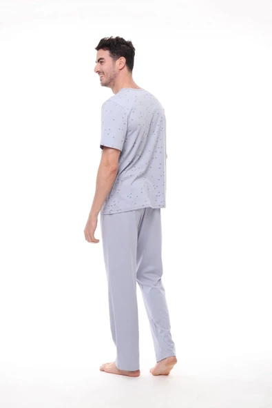 Pijadore 1411 Erkek Büyük Beden Kısa Kollu Düğmeli Pijama Takım - 2