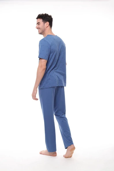 Pijadore 1411 Erkek Büyük Beden Kısa Kollu Düğmeli Pijama Takım - 4