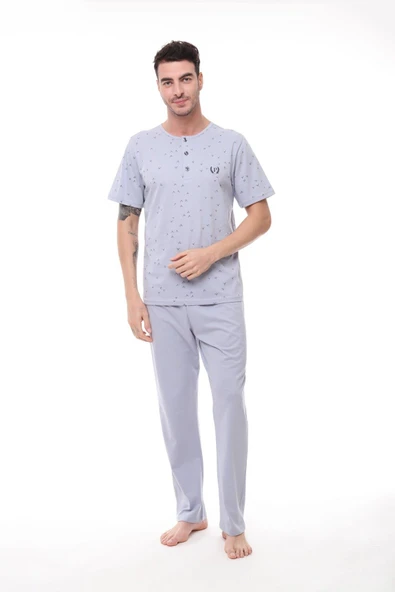 Pijadore 1411 Erkek Kısa Kollu Düğmeli Pijama Takım - Resim 3