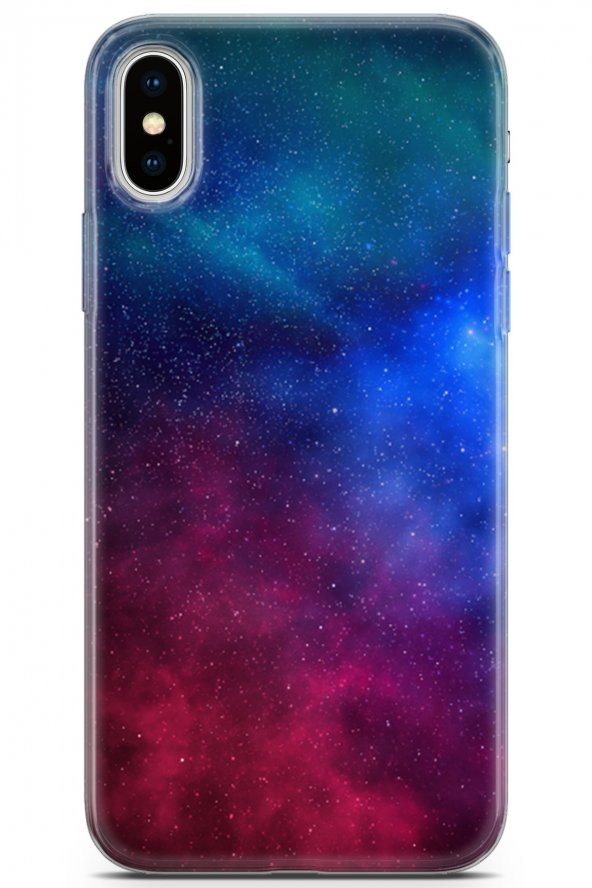 Apple iPhone X - XS Uyumlu Kılıf Opus 05 Colorful Space Yıldızlar Koruma Kılıfı Gold