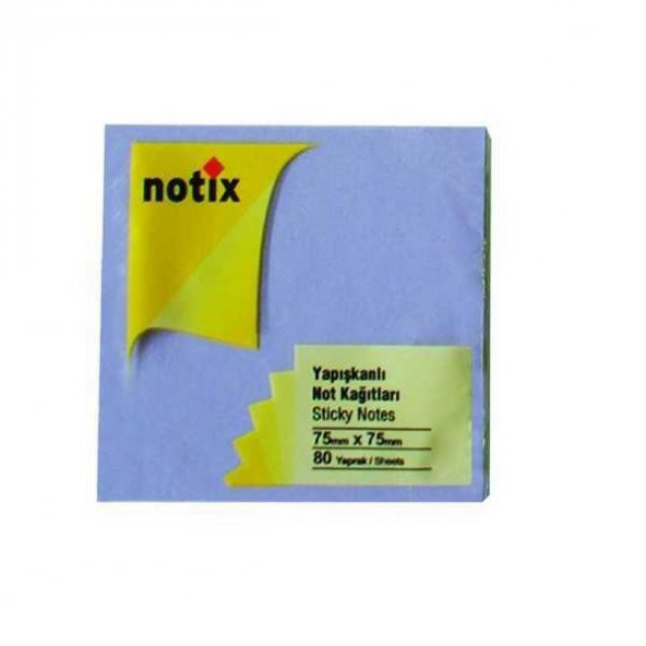 Notix Yapışkanlı Not Kağıdı 75 mm x 75 mm 100 Yaprak - Mor