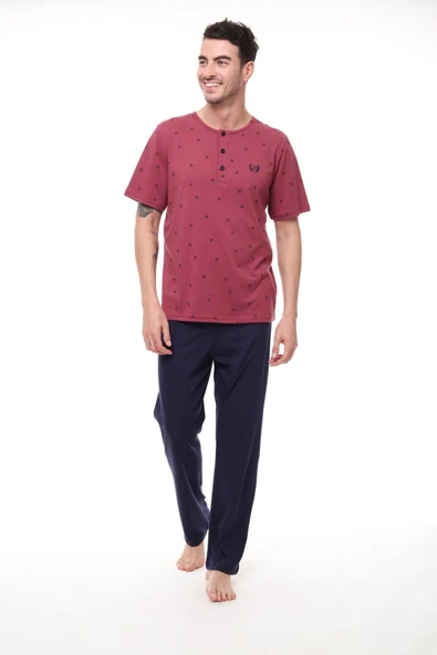 Pijadore 1405 Erkek Kısa Kollu Yakası Düğmeli Pijama Takım - 2