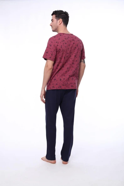 Pijadore 1402 Erkek Yuvarlak Yaka Düğmeli Kısa Kollu Pijama Takım - 3