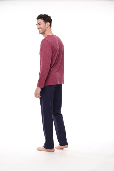 Pijadore 1404 Erkek Büyük Beden Uzun Kollu Düğmeli Pijama Takım - 4