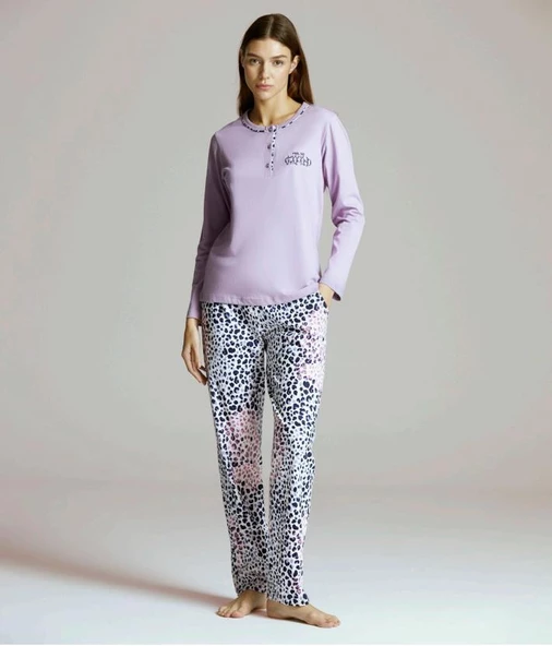 Pijapia 2224 Kadın Zebralı Uzun Kollu Pijama Takımı - 3