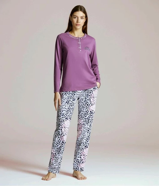 Pijapia 2224 Kadın Zebralı Uzun Kollu Pijama Takımı - 2