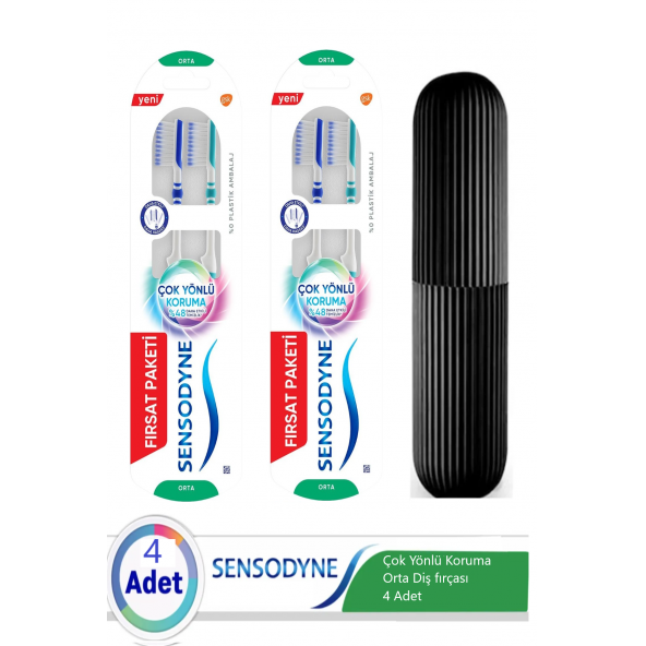 Sensodyne Çok Yönlü Koruma Orta Diş Fırçası 4 Adet X Saklama Kabı Hediyeli