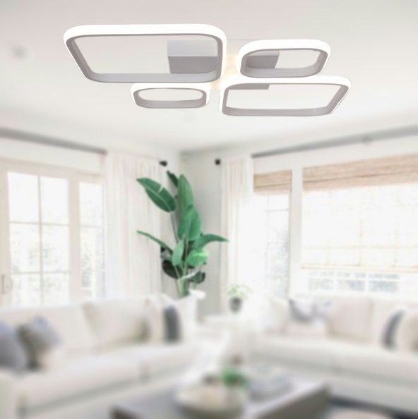 TT Aydınlatma TT050-BY  Baklava Desen Mat Beyaz 4 lü Led Avize - 4