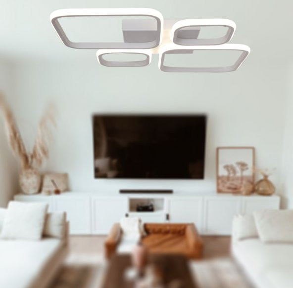 TT Aydınlatma TT050-BY  Baklava Desen Mat Beyaz 4 lü Led Avize - 2