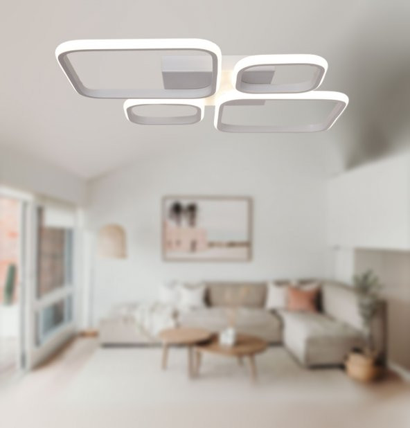 TT Aydınlatma TT050-BY  Baklava Desen Mat Beyaz 4 lü Led Avize - 3