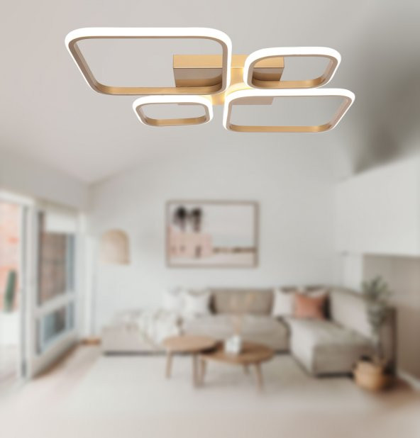 TT Aydınlatma TT050-ESK  Baklava Desen Eskitme Boyalı 4 lü Led Avize - 2