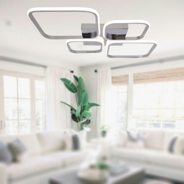 TT Aydınlatma TT050-KR  Baklava Desen Krom Kaplama 4 lü Led Avize - 2