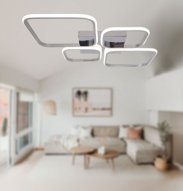 TT Aydınlatma TT050-KR  Baklava Desen Krom Kaplama 4 lü Led Avize - 3