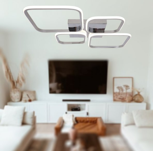 TT Aydınlatma TT050-KR  Baklava Desen Krom Kaplama 4 lü Led Avize - 4