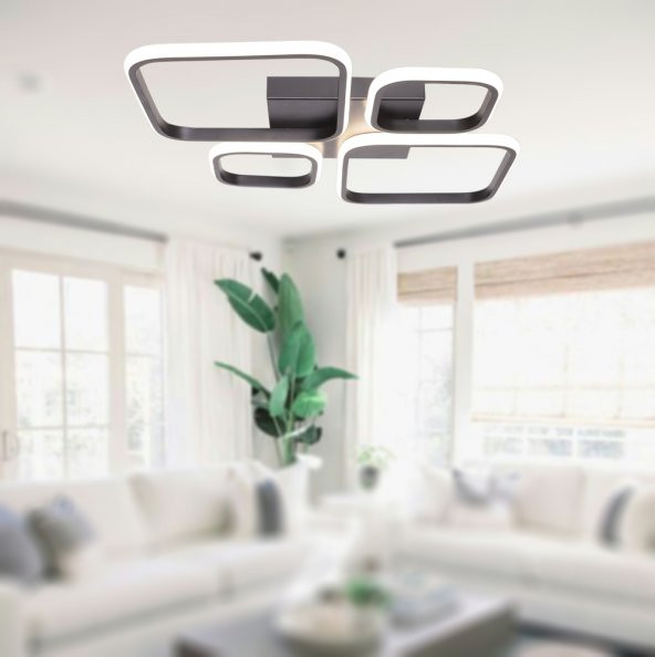 TT Aydınlatma TT050-SY  Baklava Desen Mat Siyah 4 lü Led Avize - 3