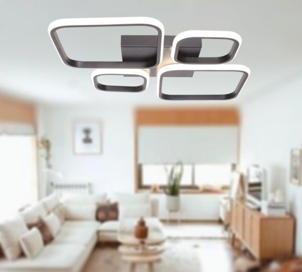 TT Aydınlatma TT050-SY  Baklava Desen Mat Siyah 4 lü Led Avize - 4